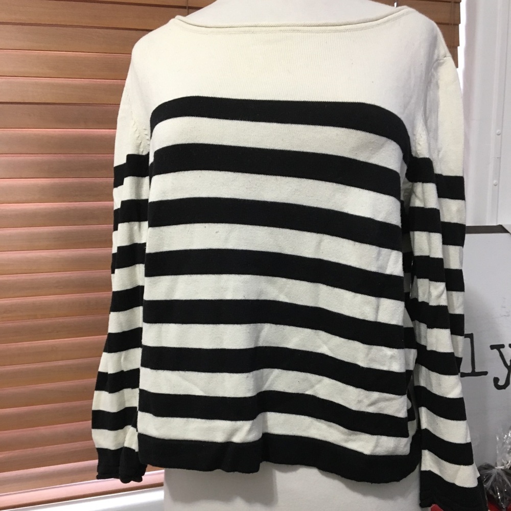 H&M (stripe sweater with patch elbow)